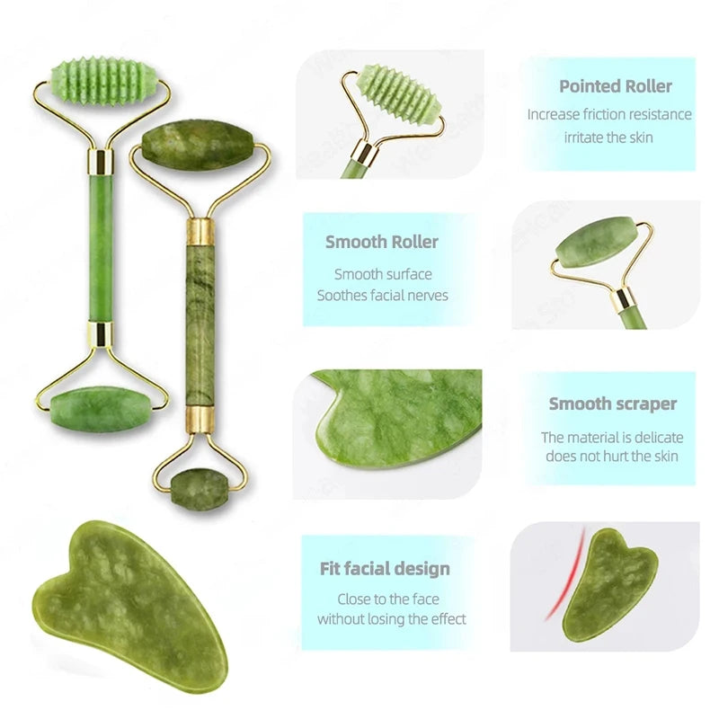 Aesthetic Jade Roller + Gua Sha Set